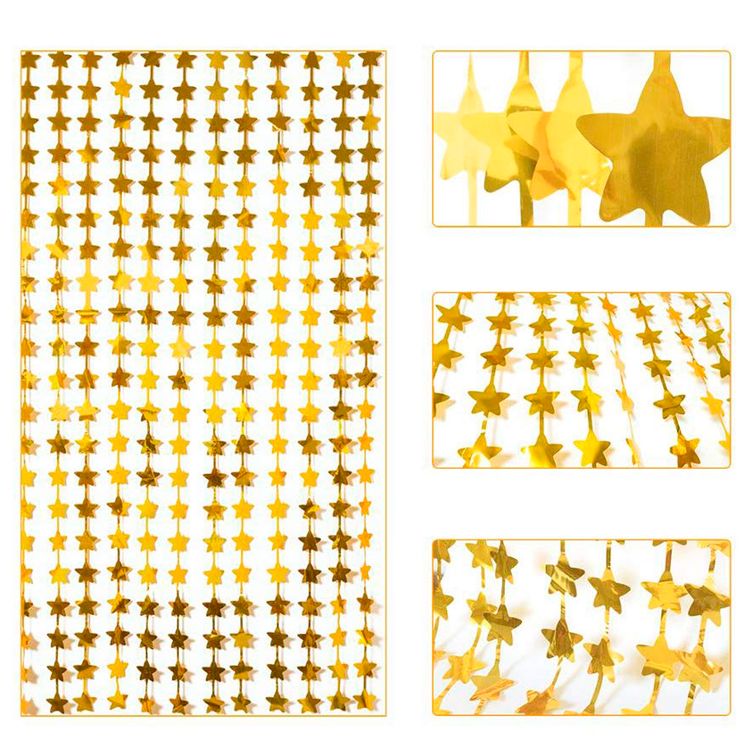 Cortina Metalizada Estrela Dourada - maxfesta